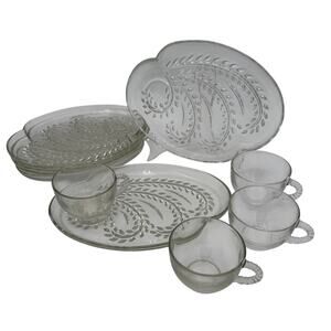 Vintage Homestead Snack Plates & Cups by Federal Glass Set/4